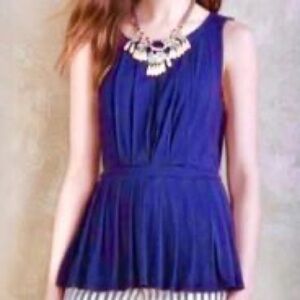 Anthropologie Deletta Corbara Royal Blue Peplum Top